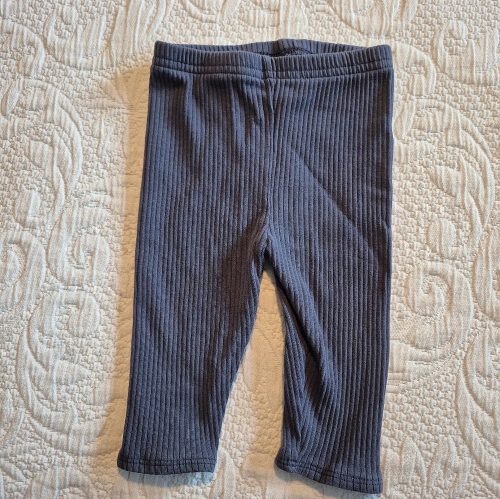 Hanna Andersson girls size 70 or 6-12 months ribbed blue/gray leggings GUC